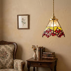 Handmade Grape-Inspired Tiffany-Inspired Pendant Light with Red and Purple Cluster Motifs - view 8