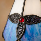 Handmade Blue and Cream Tiffany-Inspired Pendant Light with Leaf-Like Motif - view 2