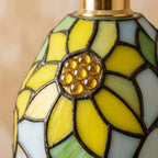 Handmade Yellow Floral Dome Tiffany-Inspired Pendant Light with Green Botanical Motifs - view 2