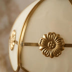 Handmade Cream Segmented Dome Pendant Light with Gold-Tone Floral Medallions - view 2