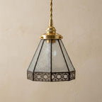 Handmade Clear Geometric Bell Pendant Light with Dark Lattice Border - view 5