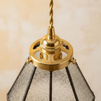 Handmade Clear Geometric Bell Pendant Light with Dark Lattice Border - view 4