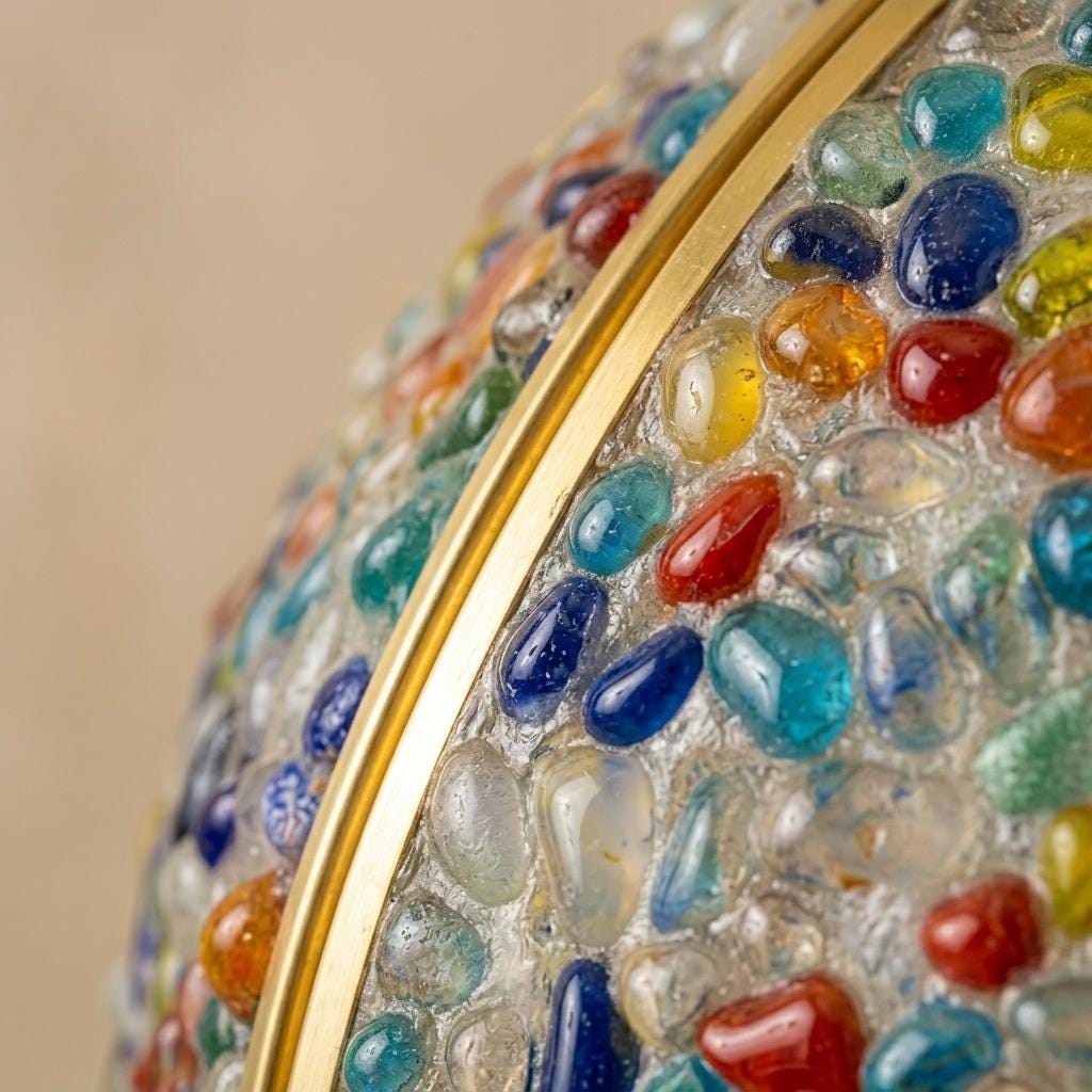 Handmade Multicolor Pebble-Pattern Pendant Light with Speckled Dome - view 2