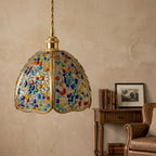 Handmade Multicolor Pebble-Pattern Pendant Light with Speckled Dome - view 9