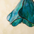 Handmade Blue Fluted Dome Tiffany-Inspired Pendant Light with Flowing Petal Panels - view 2