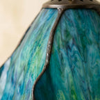 Handmade Blue Fluted Dome Tiffany-Inspired Pendant Light with Flowing Petal Panels - view 3