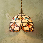 Handmade Abstract Multicolor Dome Tiffany-Inspired Pendant Light with Eye-Shaped Motifs by AuroraeGlass