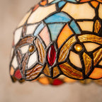 Handmade Abstract Multicolor Dome Tiffany-Inspired Pendant Light with Eye-Shaped Motifs - view 2
