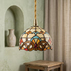 Handmade Abstract Multicolor Dome Tiffany-Inspired Pendant Light with Eye-Shaped Motifs - view 7
