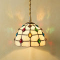 Handmade Cream Dome Tiffany-Inspired Pendant Light with Multicolor Dot Pattern by AuroraeGlass