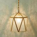 Handmade Faceted Geometric Pendant Light with Clear Triangular Panels by AuroraeGlass