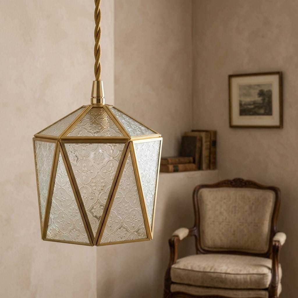 Handmade Faceted Geometric Pendant Light with Clear Triangular Panels - view 9