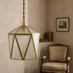 Handmade Faceted Geometric Pendant Light with Clear Triangular Panels - view 9