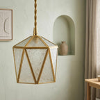 Handmade Faceted Geometric Pendant Light with Clear Triangular Panels - view 7