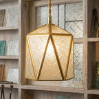 Handmade Faceted Geometric Pendant Light with Clear Triangular Panels - view 10