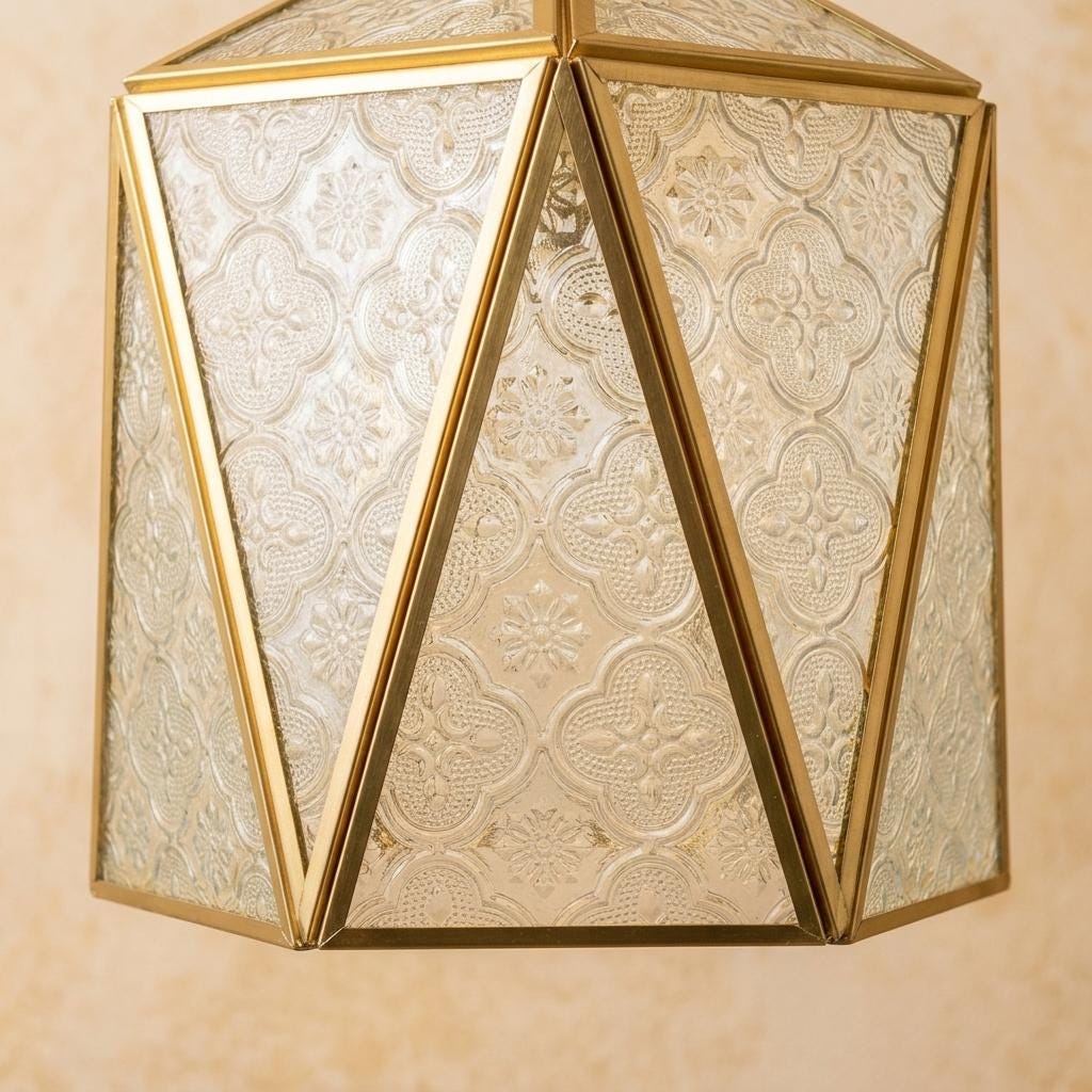 Handmade Faceted Geometric Pendant Light with Clear Triangular Panels - view 3