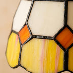 Handmade Cream and Yellow Faceted Bell Tiffany-Inspired Pendant Light with Orange Diamond Motifs - view 2