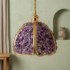 Purple Pebble-Pattern Handmade Tiffany-Inspired Pendant Light with Petal-Panel Dome - view 6