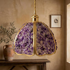 Purple Pebble-Pattern Handmade Tiffany-Inspired Pendant Light with Petal-Panel Dome - view 10