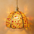 Yellow and Red Pebble-Pattern Domed Handmade Tiffany-Inspired Pendant Light by AuroraeGlass