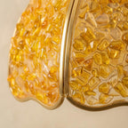 Yellow Pebble-Pattern Domed Handmade Tiffany-Inspired Pendant Light with Amber-Tone Speckles - view 2