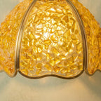 Yellow Pebble-Pattern Domed Handmade Tiffany-Inspired Pendant Light with Amber-Tone Speckles - view 3
