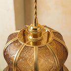 Handmade Warm Brown Tiffany-Inspired Pendant Light, Embossed-Look Bell with Scalloped Edge - view 4