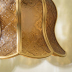 Handmade Warm Brown Tiffany-Inspired Pendant Light, Embossed-Look Bell with Scalloped Edge - view 3