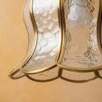 Handmade Clear-Look Tiffany-Inspired Pendant Light, Textured-Look Bell with Scalloped Edge - view 2