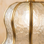 Handmade Clear-Look Tiffany-Inspired Pendant Light, Textured-Look Bell with Scalloped Edge - view 3