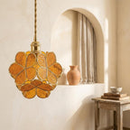 Warm Brown Petal Tiffany-Inspired Pendant Light, Rounded Bud Form, Handmade - view 7