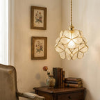 Pearl-Look Petal Tiffany-Inspired Pendant Light, Open Bud Form, Handmade - view 8