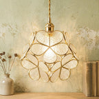 Pearl-Look Petal Tiffany-Inspired Pendant Light, Open Bud Form, Handmade - view 10