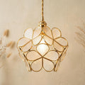 Clear-Look Rounded Petal Tiffany-Inspired Pendant Light, Layered Bud Form, Handmade by AuroraeGlass