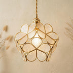 Clear-Look Rounded Petal Tiffany-Inspired Pendant Light, Layered Bud Form, Handmade by AuroraeGlass