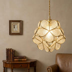 Clear-Look Rounded Petal Tiffany-Inspired Pendant Light, Layered Bud Form, Handmade - view 8