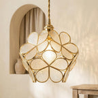 Clear-Look Rounded Petal Tiffany-Inspired Pendant Light, Layered Bud Form, Handmade - view 6