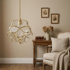 Clear-Look Rounded Petal Tiffany-Inspired Pendant Light, Layered Bud Form, Handmade - view 9