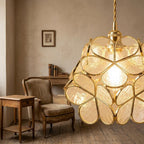 Clear-Look Layered Petal Pendant Light, Full Flower Form, Handmade - view 6