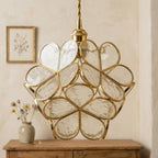 Clear-Look Layered Petal Pendant Light, Full Flower Form, Handmade - view 9