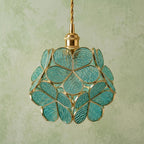 Aqua Petal Tiffany-Inspired Pendant Light, Rounded Bud Form, Handmade - view 5