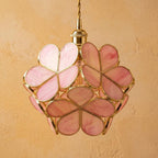 Rose Pink Petal Tiffany-Inspired Pendant Light, Rounded Bud Form, Handmade - view 5