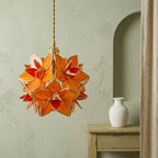 Orange Pointed-Petal Pendant Light, Radiating Flower Form, Handmade - view 7