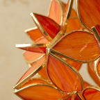 Orange Pointed-Petal Pendant Light, Radiating Flower Form, Handmade - view 2