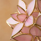 Pink Pointed-Petal Pendant Light, Radiating Flower Form, Handmade - view 2