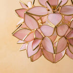 Pink Pointed-Petal Pendant Light, Radiating Flower Form, Handmade - view 3