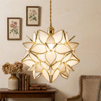 Cream Pointed-Petal Pendant Light, Radiating Flower Form, Handmade - view 10