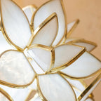 Cream Pointed-Petal Pendant Light, Radiating Flower Form, Handmade - view 2