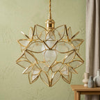 Clear-Look Pointed-Petal Pendant Light, Open Flower Form, Handmade - view 6