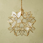 Clear-Look Pointed-Petal Pendant Light, Open Flower Form, Handmade - view 4
